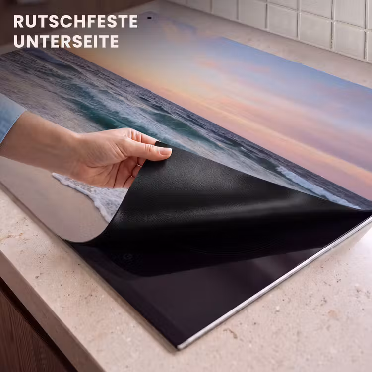 2-in-1 Herdabdeckplatte & Spritzschutz - Pastellfarbenes Meer im Abendlicht - Pastelkleurige Zee bij Avondlicht Inductie beschemer met haakjes klein