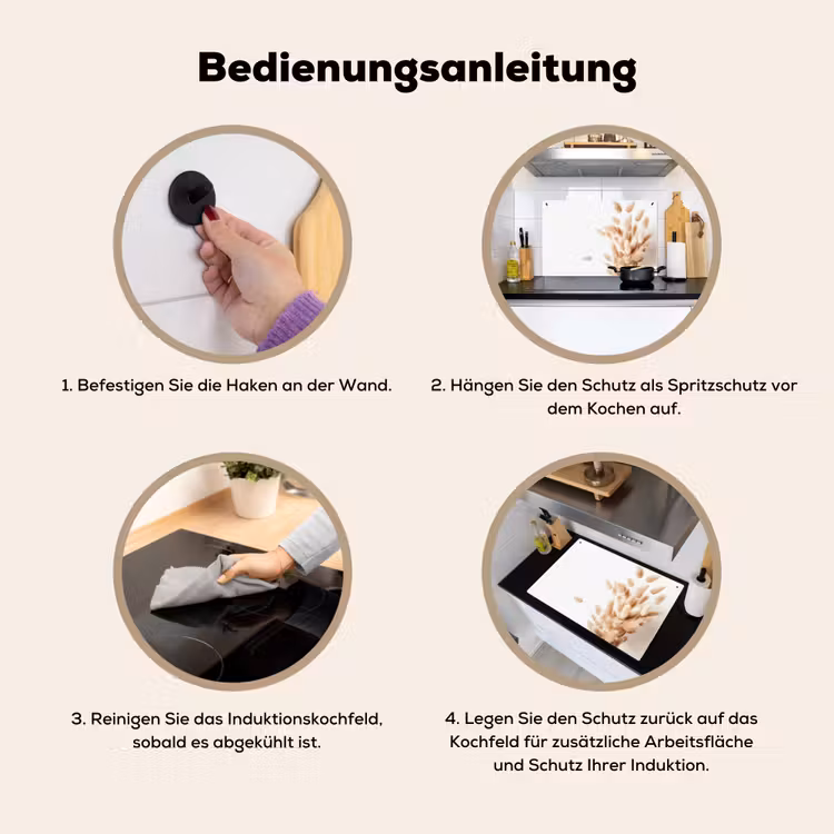 2-in-1 Herdabdeckplatte & Spritzschutz - Pastellige Sanftheit - Pastel Zachtheid Inductie beschemer met haakjes klein