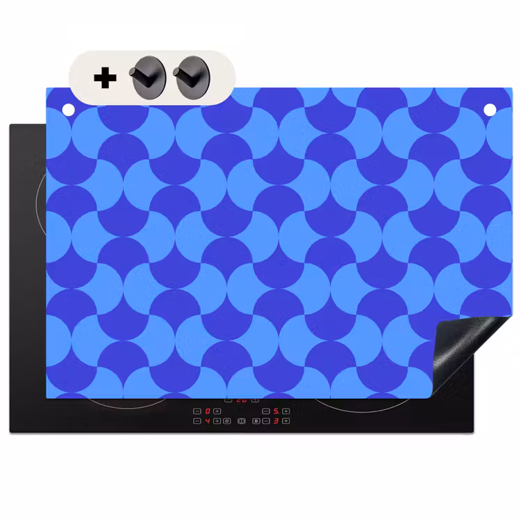 2-in-1 Herdabdeckplatte & Spritzschutz - pattern-1 - Blauw - Maanvlakken - Patroon Inductie beschemer met haakjes klein 777