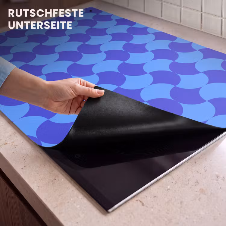 2-in-1 Herdabdeckplatte & Spritzschutz - pattern-1 - Blauw - Maanvlakken - Patroon Inductie beschemer met haakjes klein 777
