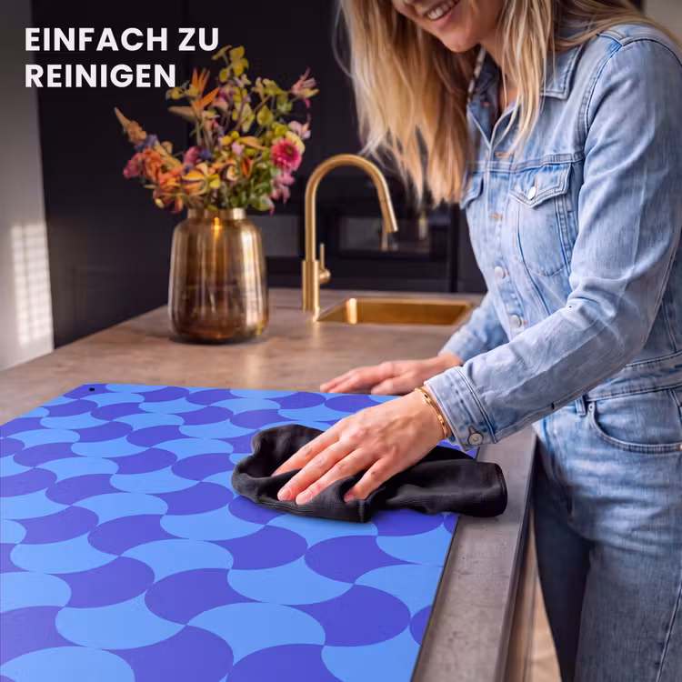 2-in-1 Herdabdeckplatte & Spritzschutz - pattern-1 - Blauw - Maanvlakken - Patroon Inductie beschemer met haakjes klein 777