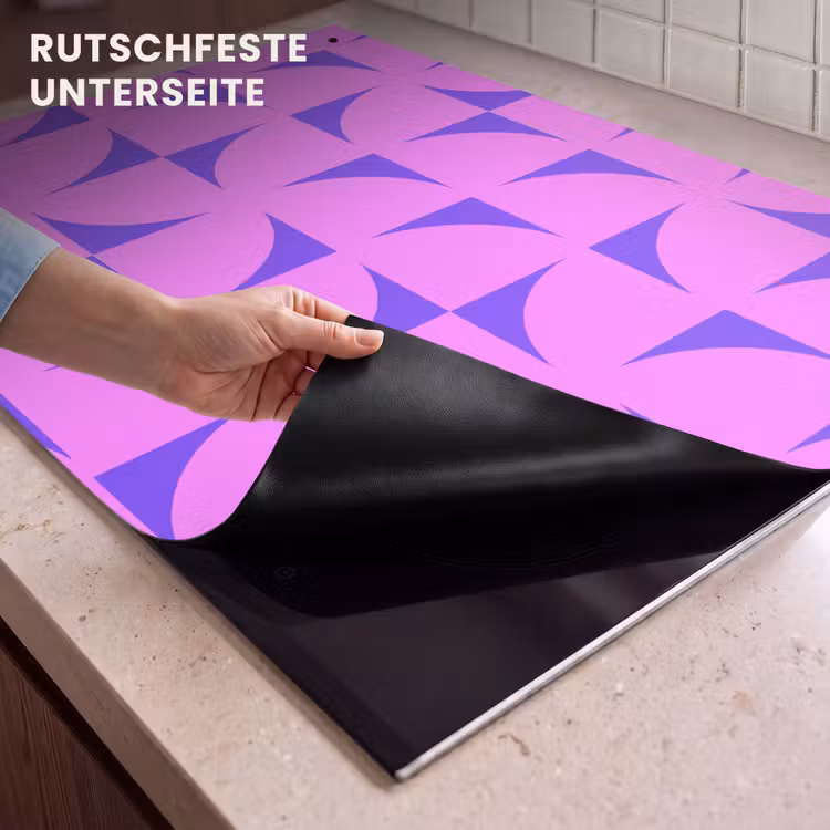 2-in-1 Herdabdeckplatte & Spritzschutz - pattern-3 - Kwadranten - Paars - Roze - Vierkanten Inductie beschemer met haakjes klein 777