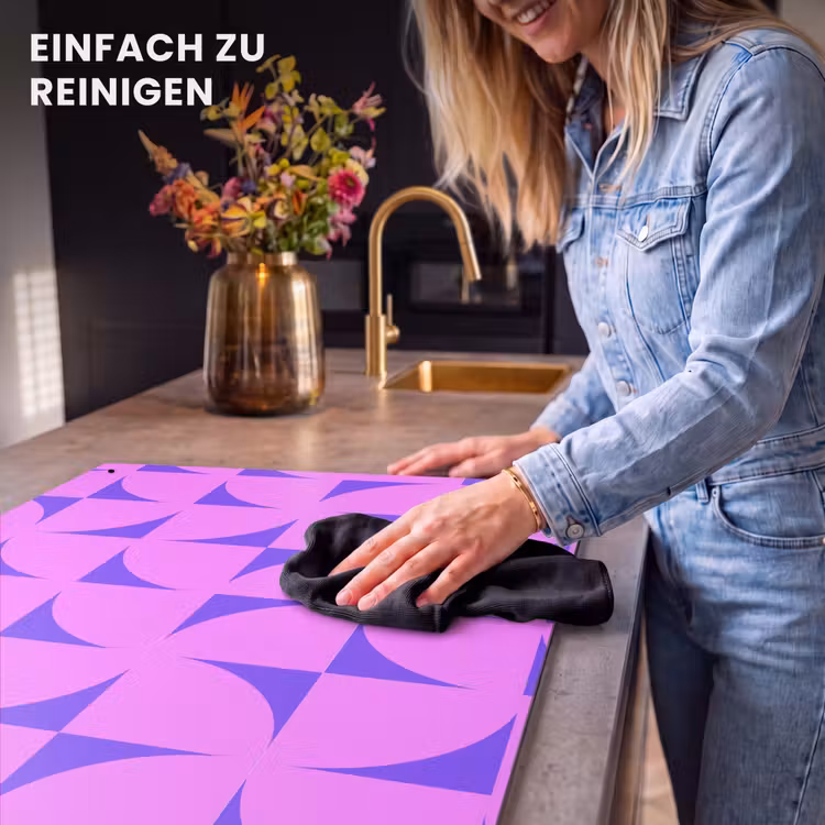 2-in-1 Herdabdeckplatte & Spritzschutz - pattern-3 - Kwadranten - Paars - Roze - Vierkanten Inductie beschemer met haakjes klein 777