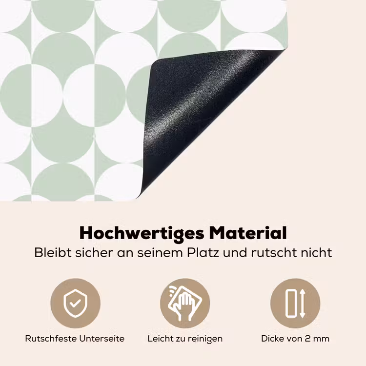 2-in-1 Herdabdeckplatte & Spritzschutz - pattern-4 - Wit - Groen - Cirkels Inductie beschemer met haakjes klein 777