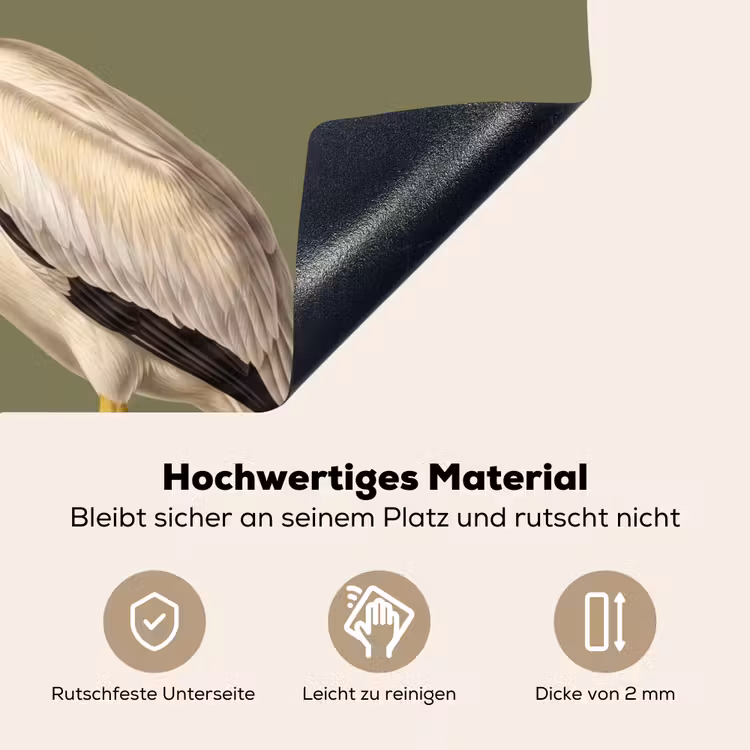 Pelikaan - Wit - Vogel - Klassiek - Natuur Inductie beschemer met haakjes klein -ky-onderkant-de