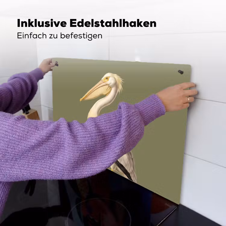 Pelikaan - Wit - Vogel - Klassiek - Natuur Inductie beschemer met haakjes klein -ky-ophangen-de