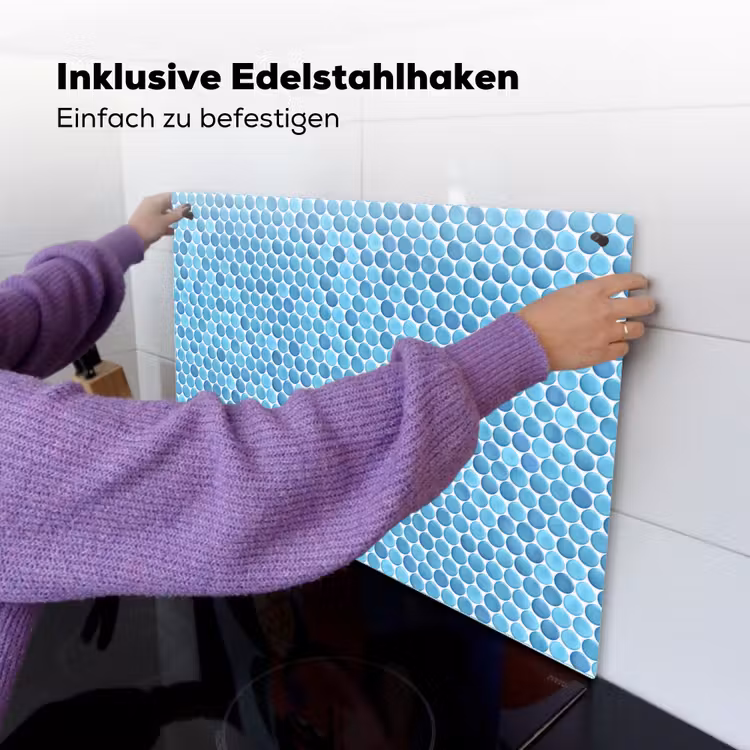 Penny - Mozaïek - Lichtblauw Inductie beschemer met haakjes klein 777 -ky-ophangen-de