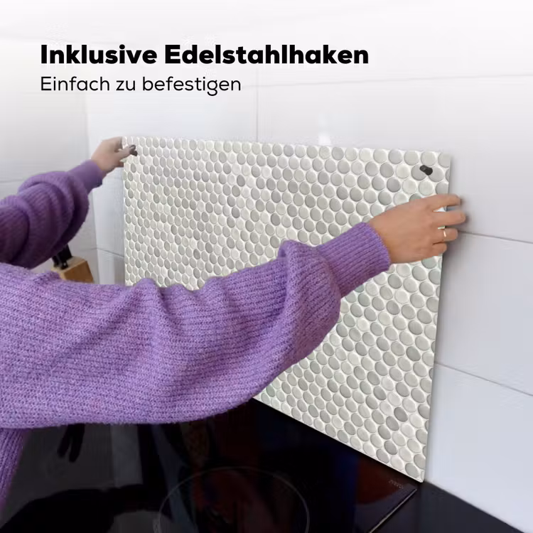 Penny - Mozaïek - Lichtgrijs Inductie beschemer met haakjes klein 777 -ky-ophangen-de
