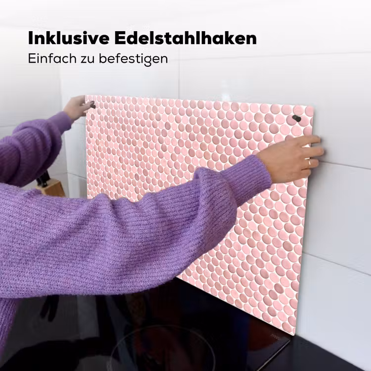 Penny - Mozaïek - Lichtroze Inductie beschemer met haakjes klein 777 -ky-ophangen-de