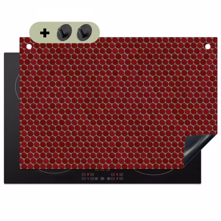 Penny - Mozaïek - Rond - Rood Inductie beschemer met haakjes klein 777 -3d