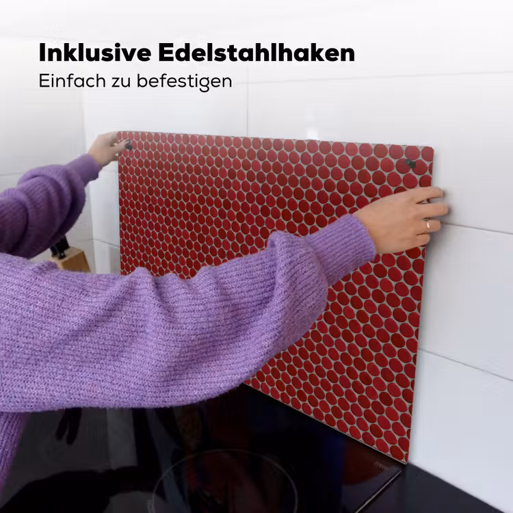 Penny - Mozaïek - Rond - Rood Inductie beschemer met haakjes klein 777 -ky-ophangen-de