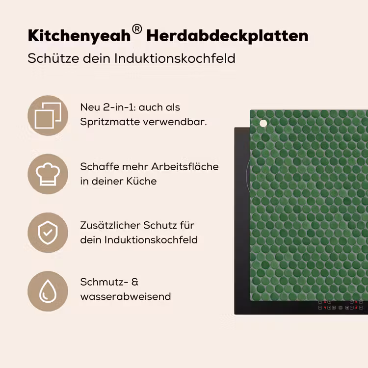 Penny - Mozaïek - Bosgroen - Green Inductie beschemer met haakjes klein 777 -ky-usp-de