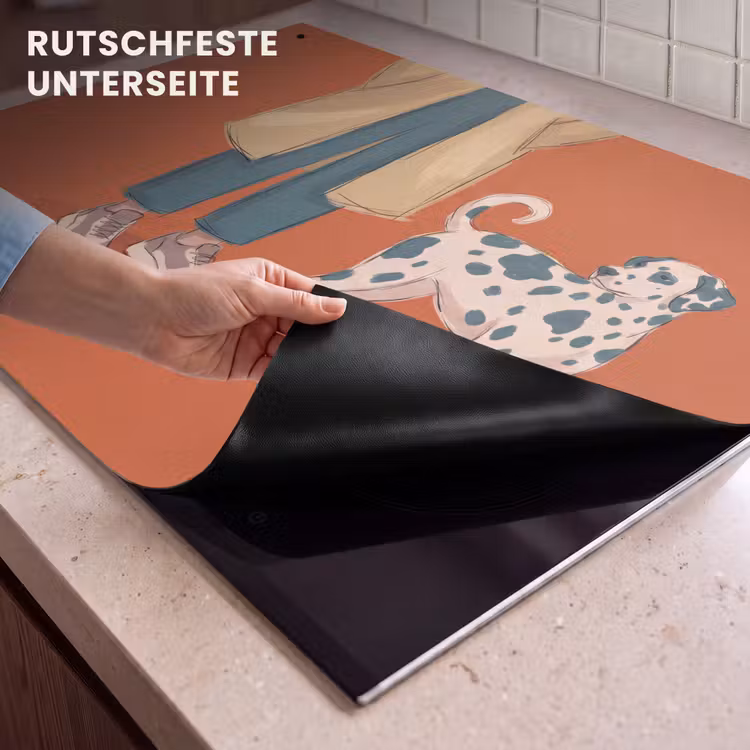 Persoon - Hond - Dieren - Illustratie - Modern Inductie beschemer met haakjes klein -ky-onderkant-de