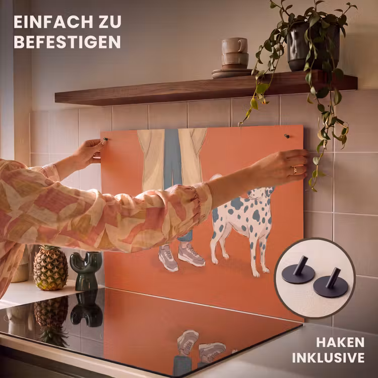 Persoon - Hond - Dieren - Illustratie - Modern Inductie beschemer met haakjes klein -ky-ophangen-de
