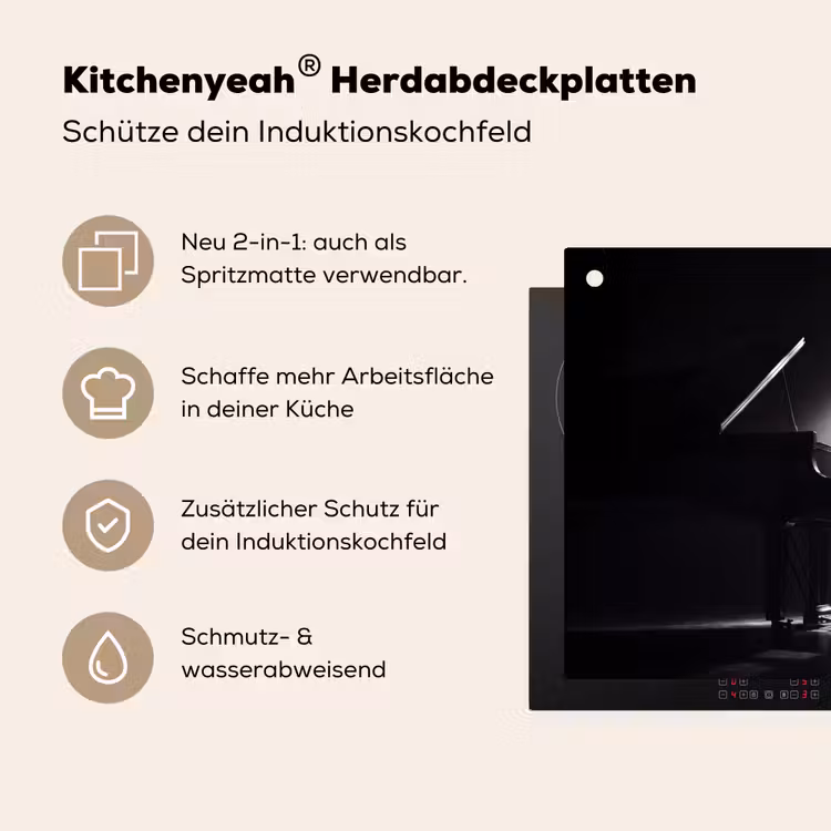 Persoon - Piano - Muziek - Zwart-wit - Podium Inductie beschemer met haakjes klein -ky-usp-de