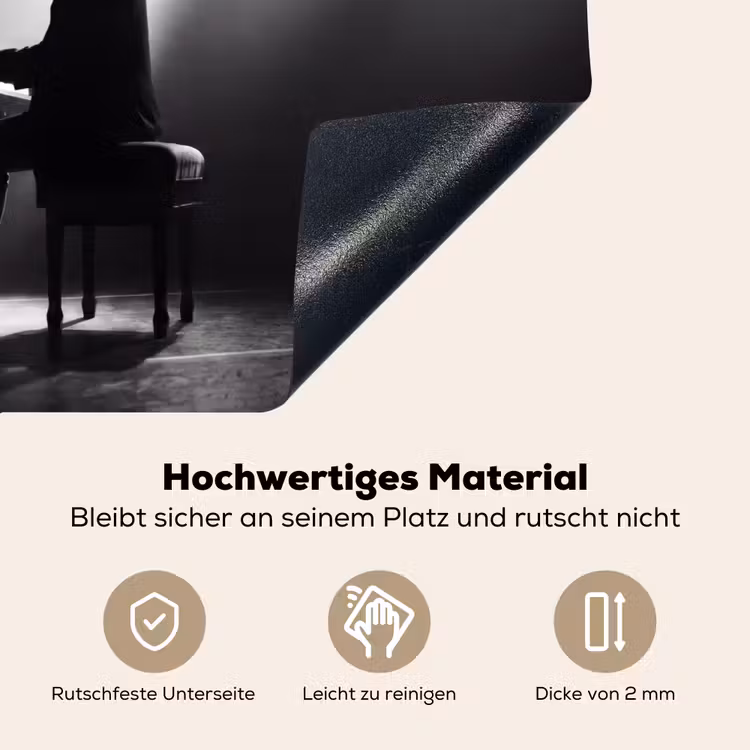 Persoon - Piano - Muziek - Zwart-wit - Podium Inductie beschemer met haakjes klein -ky-onderkant-de