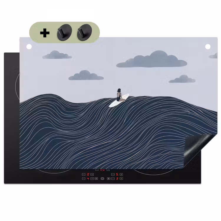 Persoon - Surfen - Oceaan - Natuur - Modern Inductie beschemer met haakjes klein -3d