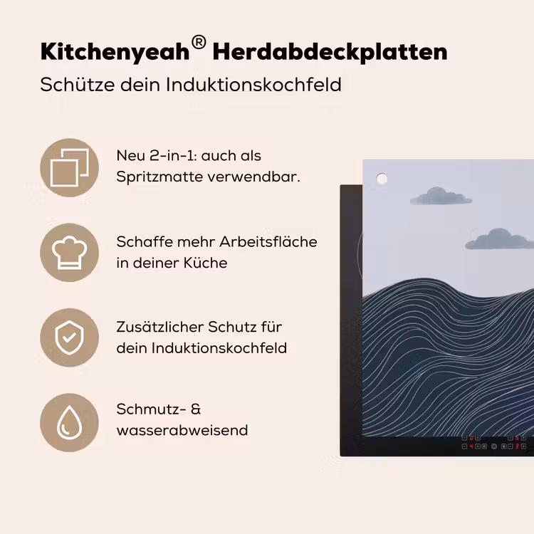 Persoon - Surfen - Oceaan - Natuur - Modern Inductie beschemer met haakjes klein -ky-usp-de