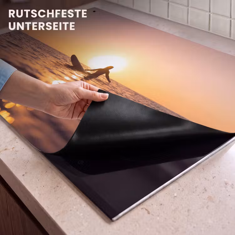 Persoon - Surfen - Zonsondergang - Zee - Oranje Inductie beschemer met haakjes klein -ky-onderkant-de