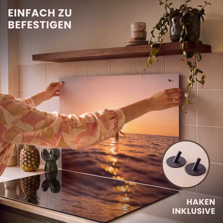 Persoon - Surfen - Zonsondergang - Zee - Oranje Inductie beschemer met haakjes klein -ky-ophangen-de