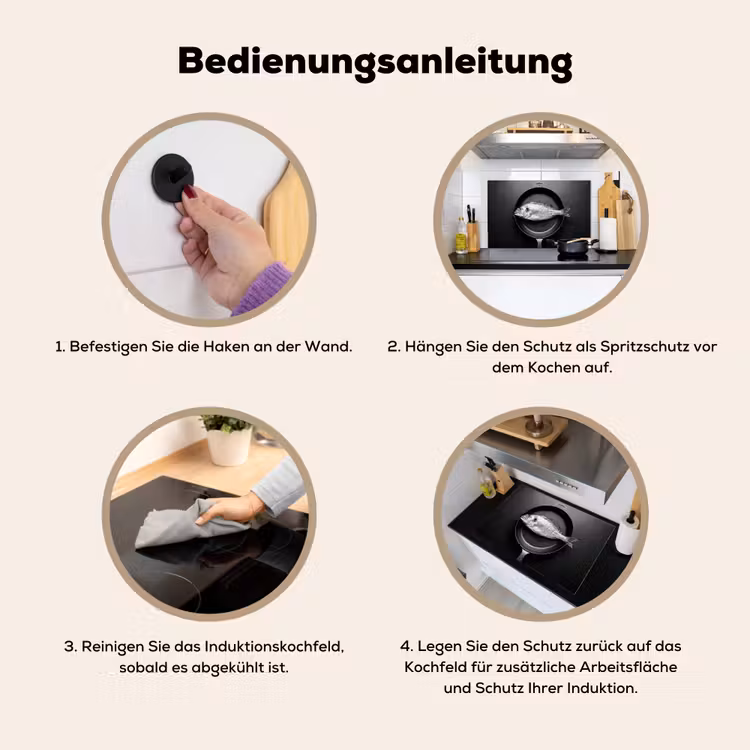 Pan - Vis - Zwart - Wit Inductie beschemer met haakjes klein -ky-gebruik-de