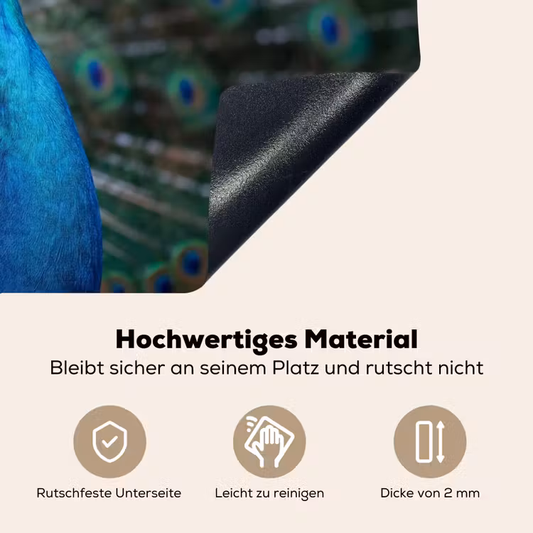 Pauw - Veren - Blauw Inductie beschemer met haakjes klein -ky-onderkant-de