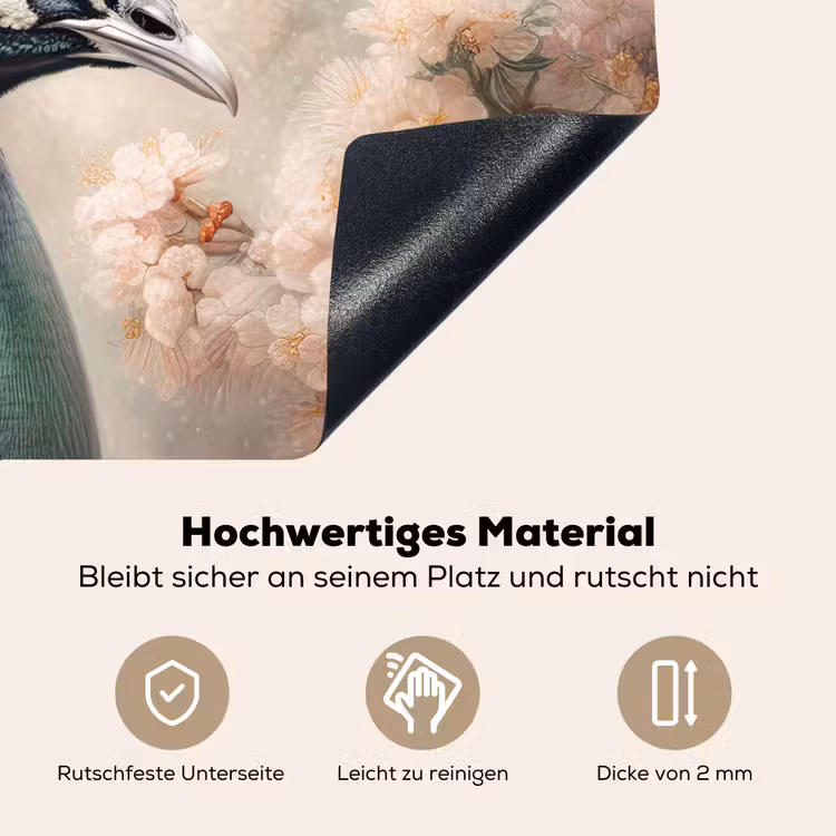 2-in-1 Herdabdeckplatte & Spritzschutz - Pfau - Vögel - Blumen - Baum - Botanisch - Pauw - Vogels - Bloemen - Boom - Botanisch Inductie beschemer met haakjes klein