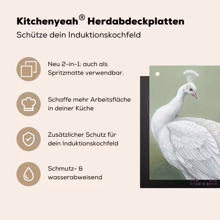 Pauwen - Wit - Natuur - Groen Inductie beschemer met haakjes klein -ky-usp-de