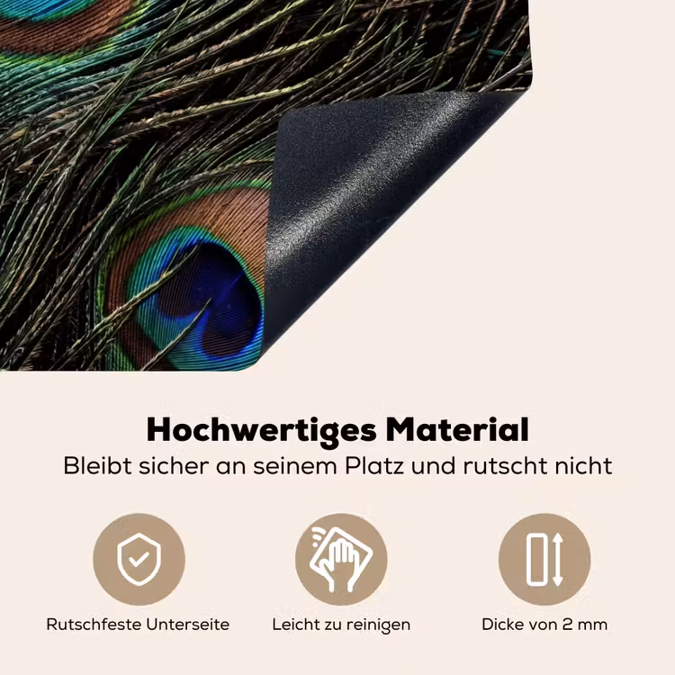 Pauwenveren - Klassiek - Groen Inductie beschemer met haakjes klein -ky-onderkant-de
