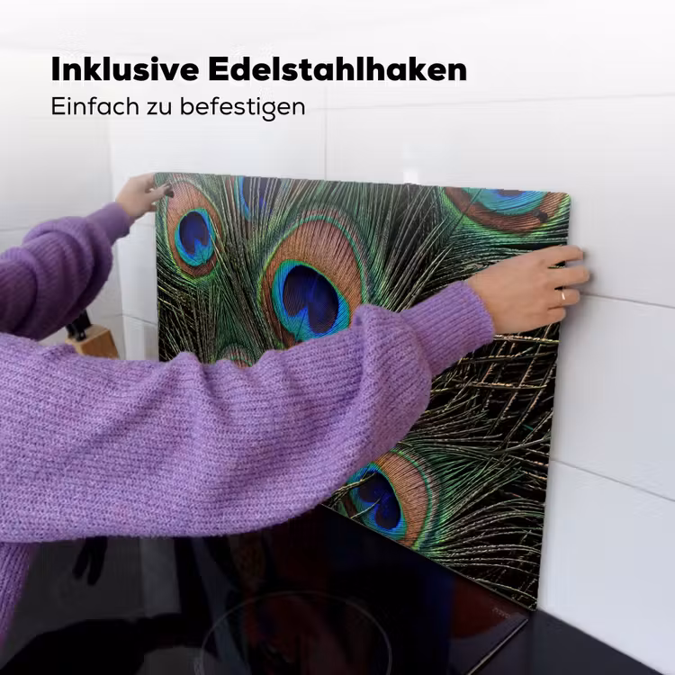 Pauwenveren - Klassiek - Groen Inductie beschemer met haakjes klein -ky-ophangen-de