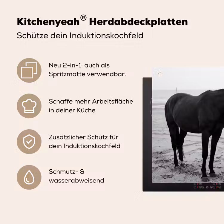 Paard - Auto - Zwart - Wit Inductie beschemer met haakjes klein -ky-usp-de
