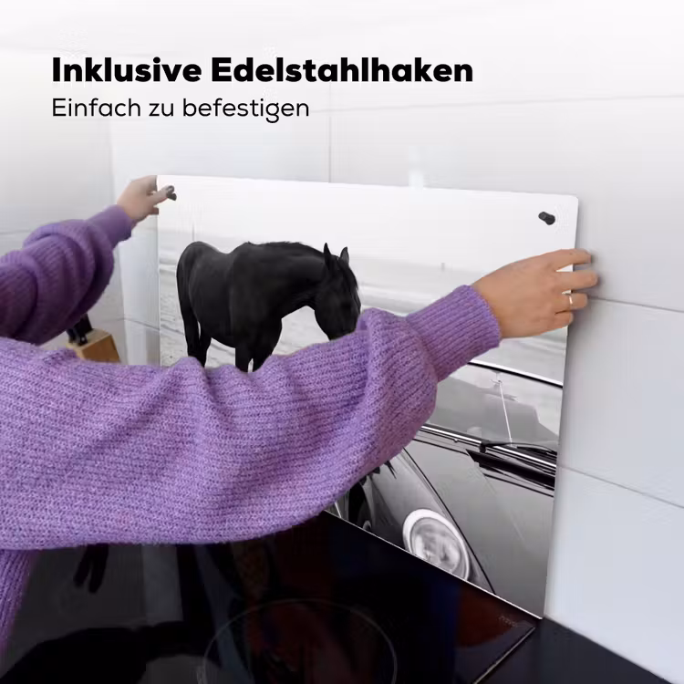 Paard - Auto - Zwart - Wit Inductie beschemer met haakjes klein -ky-ophangen-de