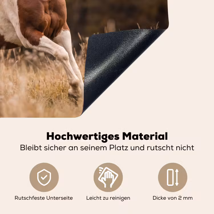 Paard - Bruin - Gras Inductie beschemer met haakjes klein -ky-onderkant-de