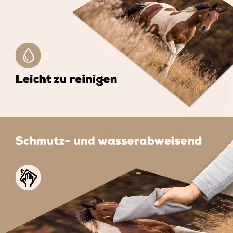 Paard - Bruin - Gras Inductie beschemer met haakjes klein -ky-schoon-de