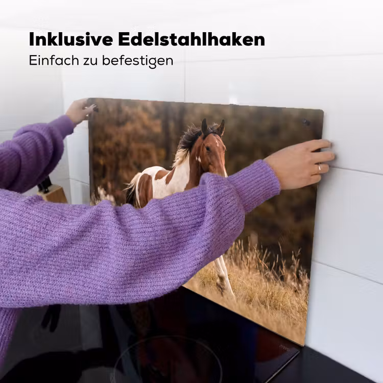 Paard - Bruin - Gras Inductie beschemer met haakjes klein -ky-ophangen-de