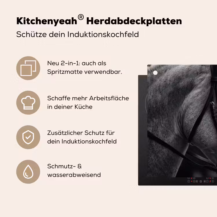 Paard - Schimmel - Portret Inductie beschemer met haakjes klein -ky-usp-de