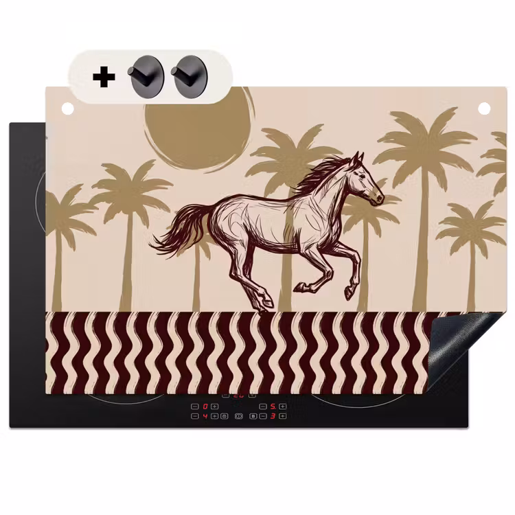 Paard - Galopperend - Woestijn - Illustratie Inductie beschemer met haakjes klein -3d