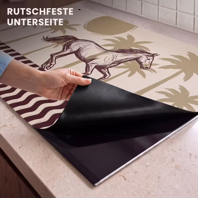 Paard - Galopperend - Woestijn - Illustratie Inductie beschemer met haakjes klein -ky-onderkant-de