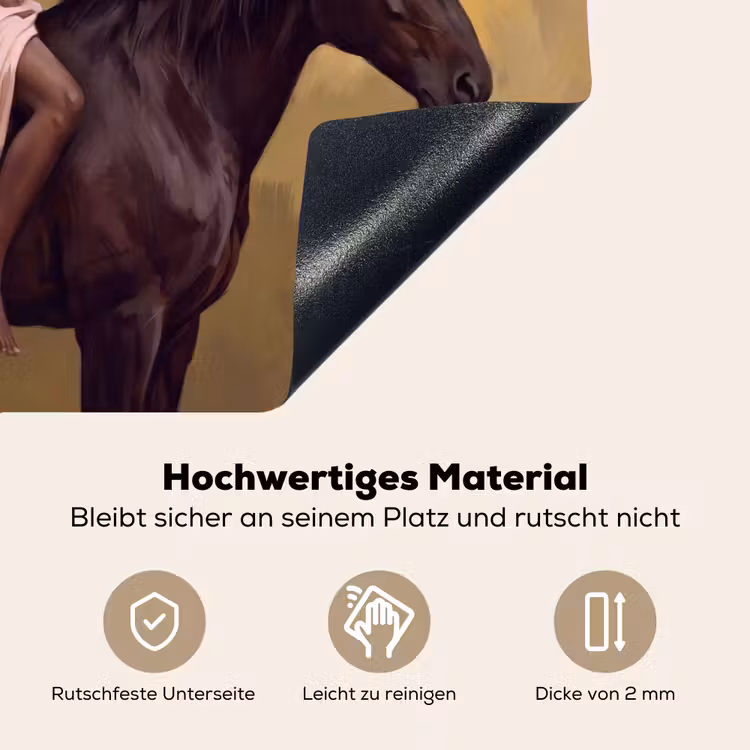 Paard - Klassiek - Oker Inductie beschemer met haakjes klein -ky-onderkant-de