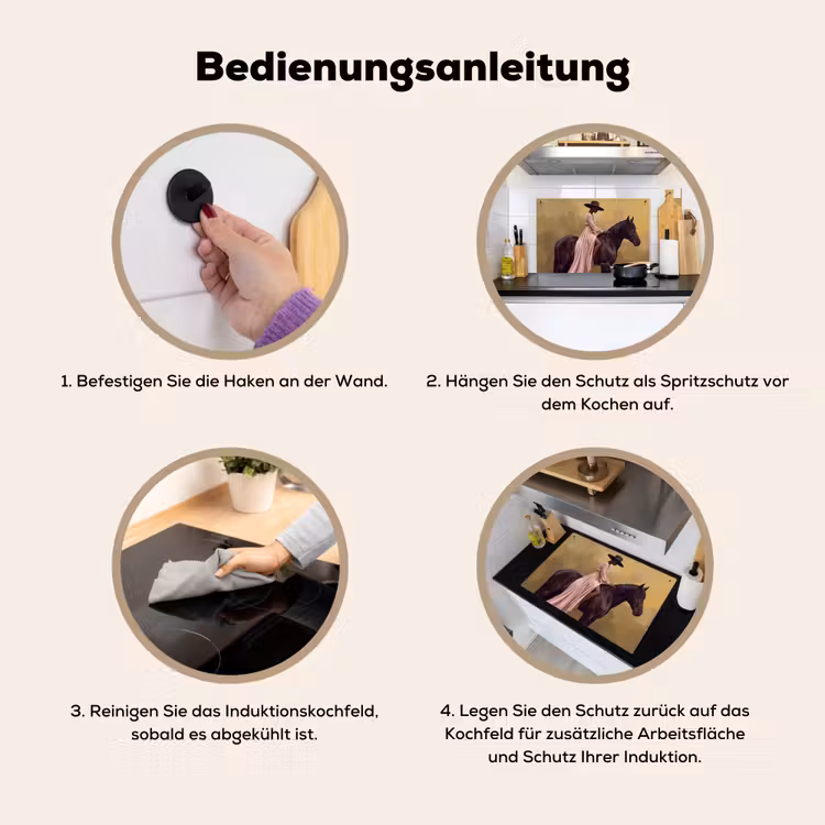 Paard - Klassiek - Oker Inductie beschemer met haakjes klein -ky-gebruik-de