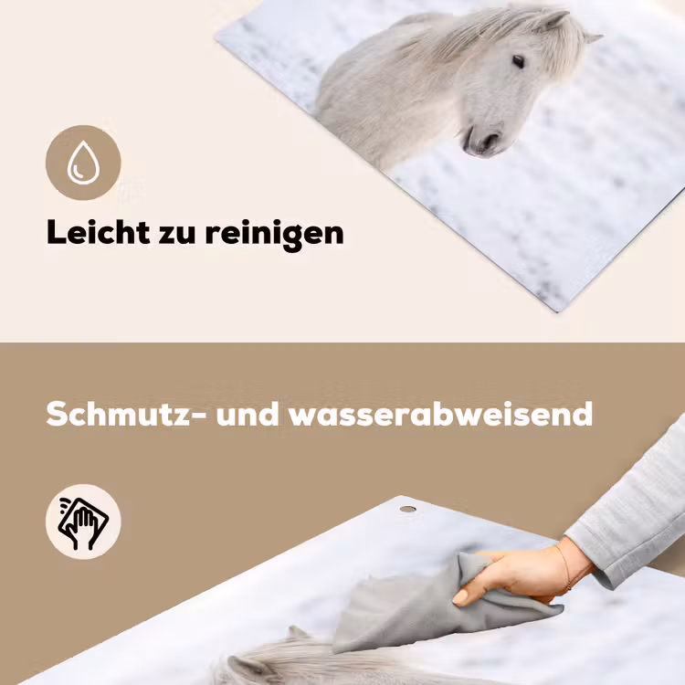 Paard - Kop - Winter - Dieren - Wit Inductie beschemer met haakjes klein -ky-schoon-de
