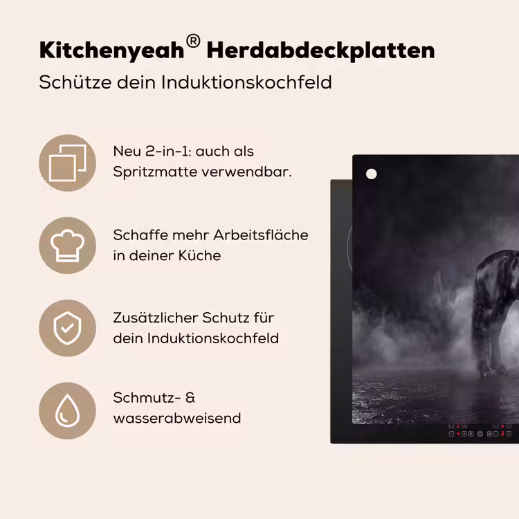 Paard - Magisch - Zwart Inductie beschemer met haakjes klein -ky-usp-de