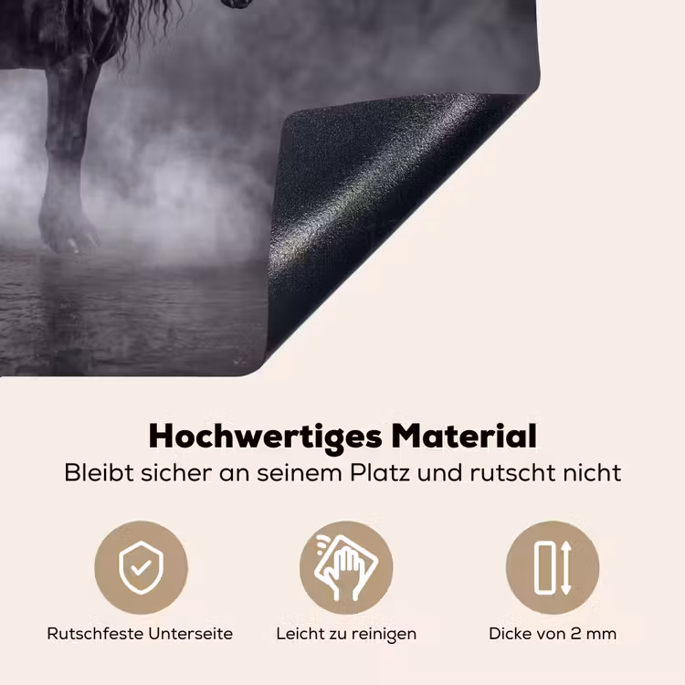 Paard - Magisch - Zwart Inductie beschemer met haakjes klein -ky-onderkant-de