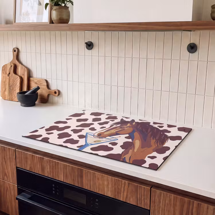 Paard - Martini - Dieren - Abstract - Bruin Inductie beschemer met haakjes klein -sfeer1