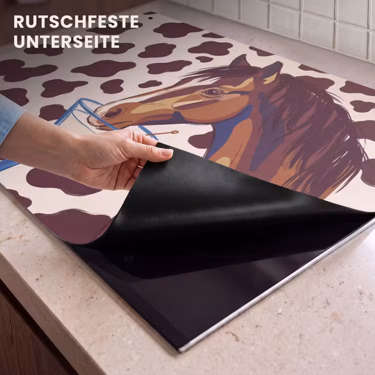 Paard - Martini - Dieren - Abstract - Bruin Inductie beschemer met haakjes klein -ky-onderkant-de