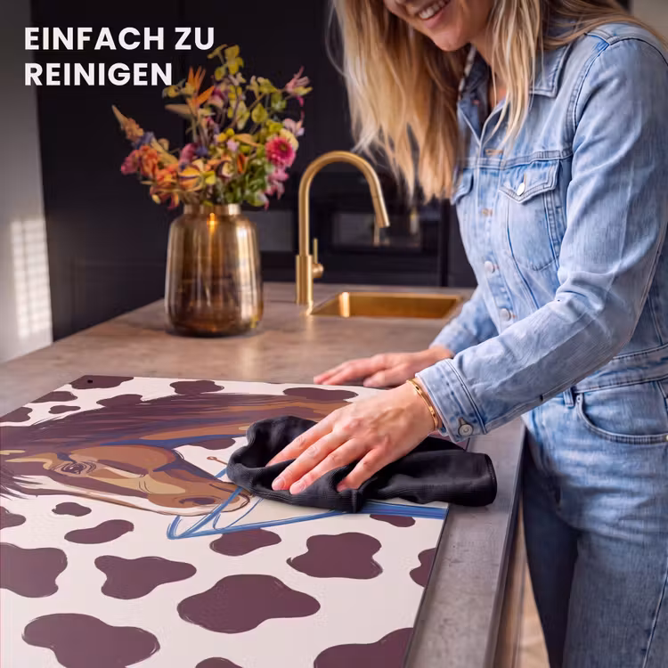 Paard - Martini - Dieren - Abstract - Bruin Inductie beschemer met haakjes klein -ky-schoon-de