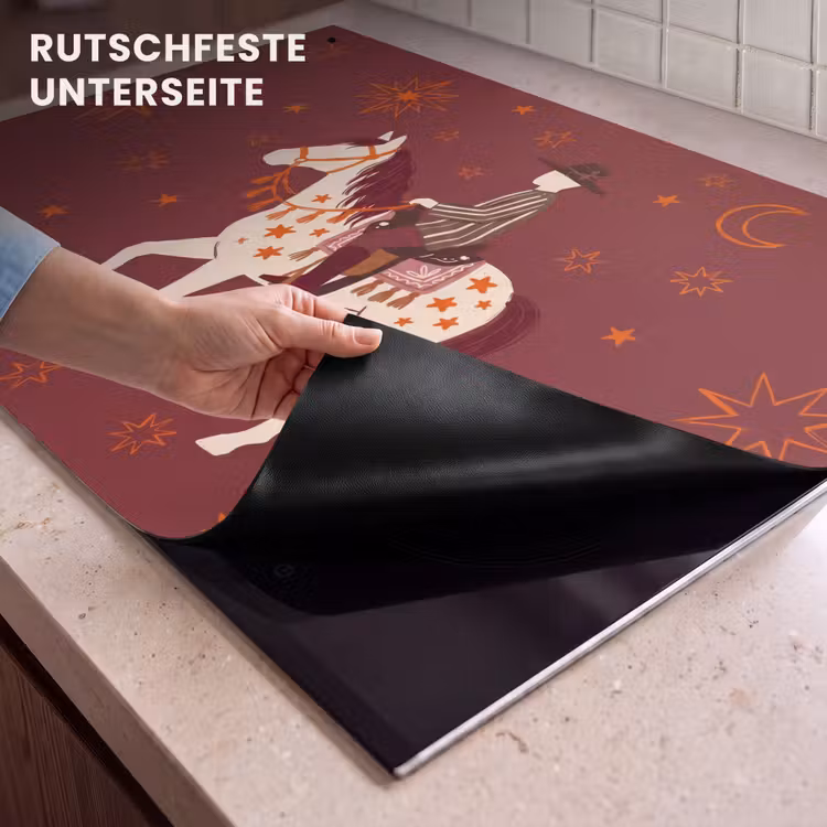 Paard - Ruiter - Sterren - Nacht - Illustratie Inductie beschemer met haakjes klein -ky-onderkant-de