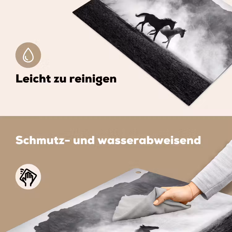 Paard - Ren - Stof - Zwart-wit - Dieren Inductie beschemer met haakjes klein -ky-schoon-de