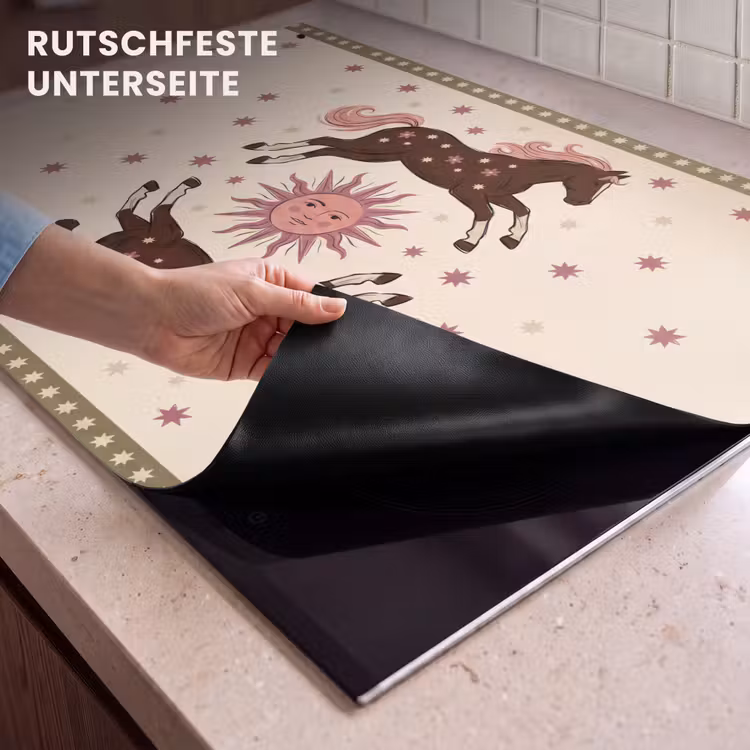 Paard - Zon - Mystiek - Illustratie - Roze Inductie beschemer met haakjes klein -ky-onderkant-de