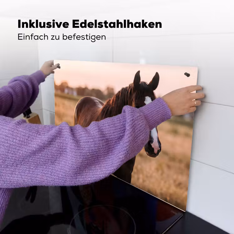 Paard - Zonsondergang - Bruin Inductie beschemer met haakjes klein -ky-ophangen-de